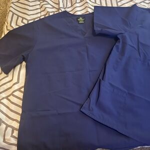 Natural Uniforms basic navy blue scrubs. Set of two. Size L. Unisex.